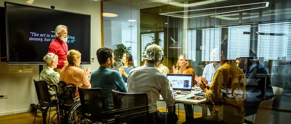 Executive coach working with senior leader in boardroom - one-on-one executive coaching session for leadership development